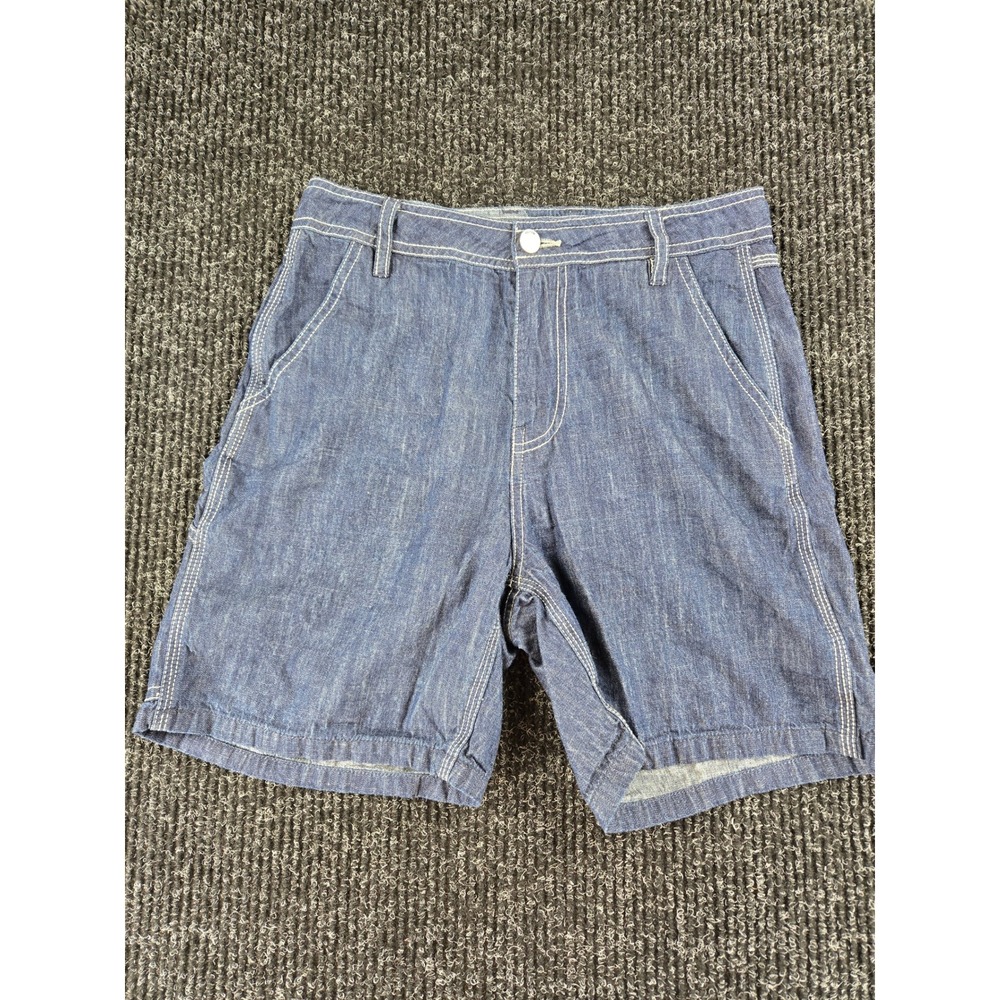 Volcom Painterly Carpenter Shorts Blue‎ Denim Low Rise Contrast Stitch Size 25